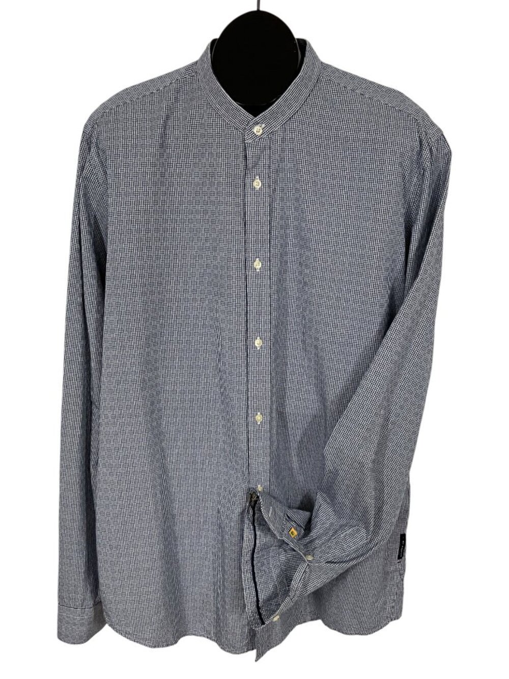 Scotch & Soda Button Front Shirt XL Blue Plaid Check Long Sleeve Cotton Academia